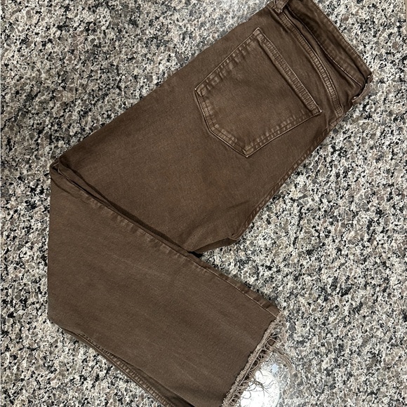 Zara Denim - Zara Women’s Brown TRF High-waisted Cropped Flare Jeans